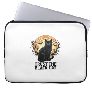 Housse Pour Ordinateur Portable Chemise Halloween Chat Noir Vintage Lune Sombre Ch