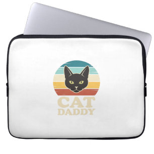 Housse Pour Ordinateur Portable Chemise Rétro Crépuscule Chat Noir Vintage Cat Dad