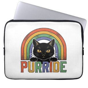 Housse Pour Ordinateur Portable Chemise Vintage Purride Chat Noir Arc-en-Ciel Desi
