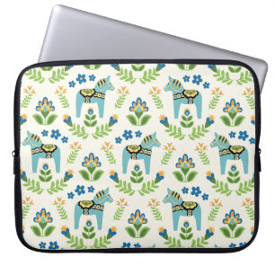 Housse Pour Ordinateur Portable Cheval de Dala suédois Turquoise