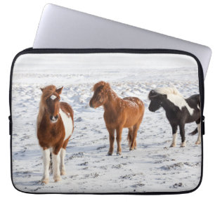 Housse Pour Ordinateur Portable Cheval islandais avec pelage d'hiver typique