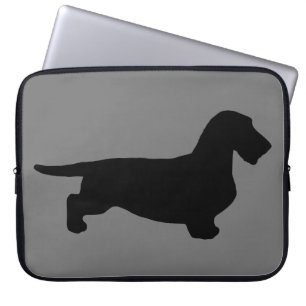 Housse Pour Ordinateur Portable Cheveux ronds Dachshund - Silhouette 1
