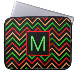 Housse Pour Ordinateur Portable Chevron Cool Coloré sur Monogramme Noir