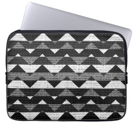 Housse Pour Ordinateur Portable Chevron noir et blanc Zigzag Burlap Jute