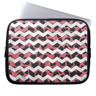 Housse Pour Ordinateur Portable Chevron Vache rose et noir