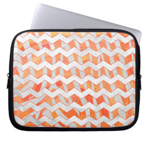 Housse Pour Ordinateur Portable Chevron Zèbre Orange et Blanc