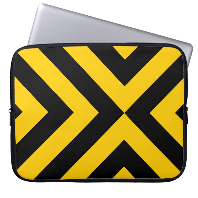 Housse Pour Ordinateur Portable Chevrons jaunes et noirs (Devant)