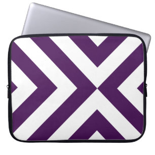 Housse Pour Ordinateur Portable Chevrons violets et blancs