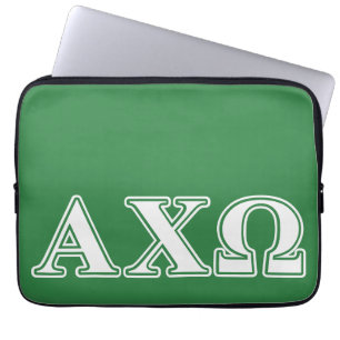 Housse Pour Ordinateur Portable Chi lettres blanches et vertes d'Omega d'Alphi