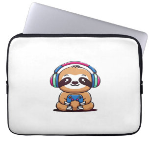 Housse Pour Ordinateur Portable Chibi Kawaii Sloth Gamer - animal drôle mignonne a