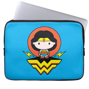 Housse Pour Ordinateur Portable Chibi Wonder Woman avec Pois et logo