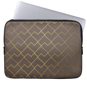 Housse Pour Ordinateur Portable Chic Géométrique Café Doré Chocolat Brown