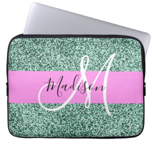 Housse Pour Ordinateur Portable Chic Glam rose Vert Parties scintillant Étincelle 