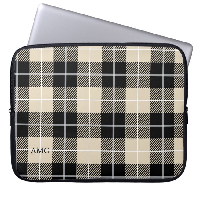 Housse Pour Ordinateur Portable Chic Monogram Thompson Camel Plaid Motif (Devant)