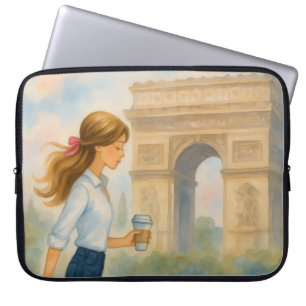 Housse Pour Ordinateur Portable Chic Paris Girl par Arc de Triomphe