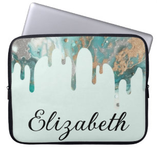 Housse Pour Ordinateur Portable Chic poupée parties scintillant nom turquoise arge