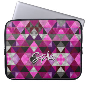 Housse Pour Ordinateur Portable Chic rose violet gris géométrique