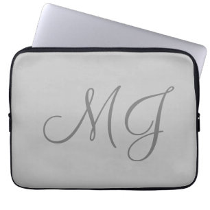 Housse Pour Ordinateur Portable Chic Unique Monogramme Gris Classique