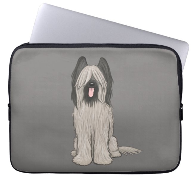 Housse Pour Ordinateur Portable Chien caricaturé mignon Briard (Devant)