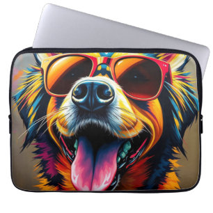 Housse Pour Ordinateur Portable Chien Cool avec Lunettes de Soleil
