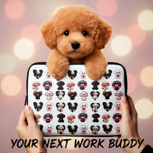 Housse Pour Ordinateur Portable Chien de caniche de Saint-Valentin   AMOUREUX DE L