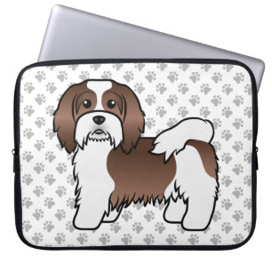 Housse Pour Ordinateur Portable Chien de dessin animé mignon havanais au chocolat 