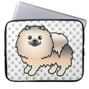 Housse Pour Ordinateur Portable Chien de dessin animé Pomeranian Sable Crème & Pat