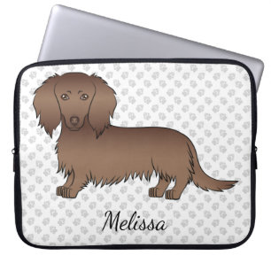 Housse Pour Ordinateur Portable Chien de dessin animé teckel à longs poils au choc