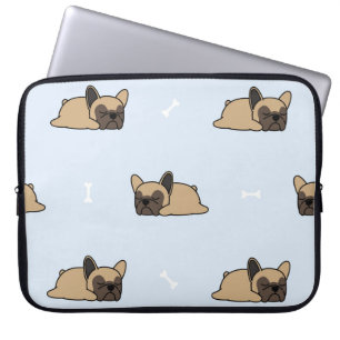 Housse Pour Ordinateur Portable Chien de taureau français, mignon motif endormi.