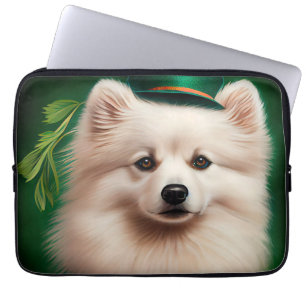 Housse Pour Ordinateur Portable Chien esquimau américain en tenue de la Saint-Patr