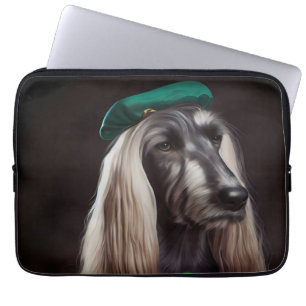 Housse Pour Ordinateur Portable Chien lévrier afghan en tenue de la Saint-Patrick