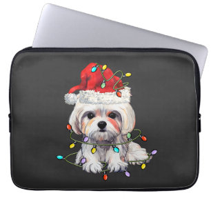 Housse Pour Ordinateur Portable Chien maltais Noël, Chien maltais de Noël
