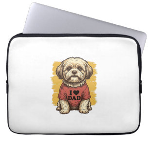 Housse Pour Ordinateur Portable Chien Mignon J'Aime Papa Gravure Vintage Vector De