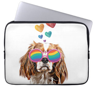 Housse Pour Ordinateur Portable Chien roi Cavalier avec coeur Saint Valentin