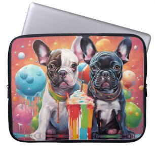 Housse Pour Ordinateur Portable Chiens de taureau français, Milkshake