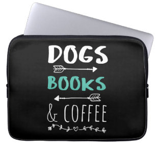 Housse Pour Ordinateur Portable Chiens Livres Café Weekend Amoureux des animaux