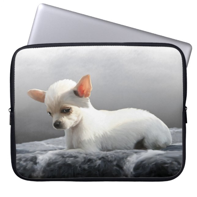 Housse Pour Ordinateur Portable Chihuahua Chien assis Chien Portrait Peinture d'ar (Devant)