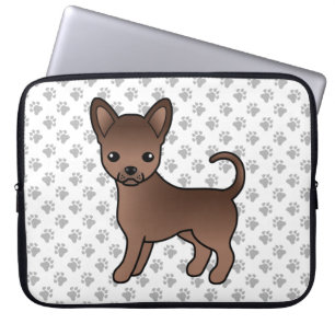 Housse Pour Ordinateur Portable Chihuahua de dessin animé à poils lisses au chocol