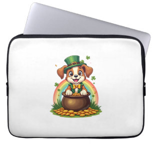 Housse Pour Ordinateur Portable Chiot Lucky Leprechaun Vintage Arc-en-Ciel Pot d'O