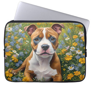 Housse Pour Ordinateur Portable Chiot Terrier Brown Et Blanc Du Staffordshire