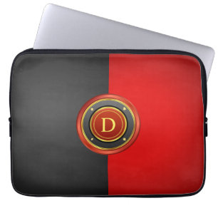 Housse Pour Ordinateur Portable Chip de poker noir et rouge avec Monogramme