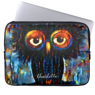 Housse Pour Ordinateur Portable Chouette brillante et sage