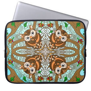 Housse Pour Ordinateur Portable Chouette d'art dessinée à la main Mandala