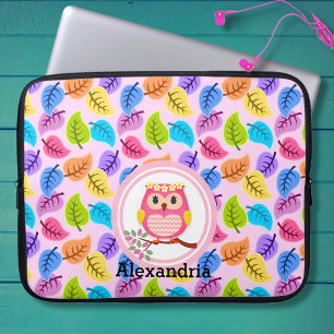 Housse Pour Ordinateur Portable Chouette rose