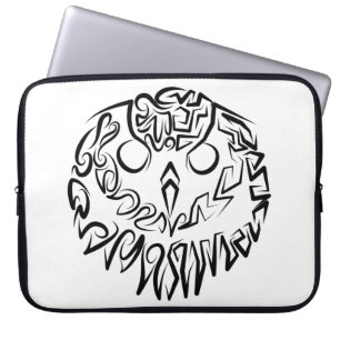 Housse Pour Ordinateur Portable Chouette tribale noire et blanche