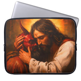 Housse Pour Ordinateur Portable Christ embrasser Lucifer
