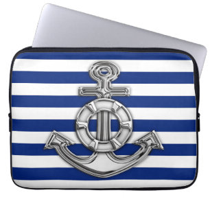 Housse Pour Ordinateur Portable Chrome Style Lifesaver sur Bleu