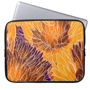 Housse Pour Ordinateur Portable Chrysanthème japonais : Aquarelle incolore