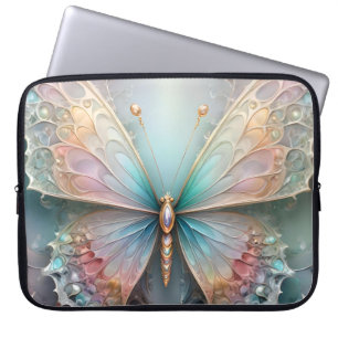 Housse Pour Ordinateur Portable Chuchotements de couleur : Papillon fractal pastel