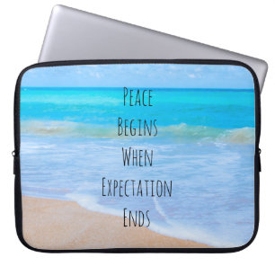 Housse Pour Ordinateur Portable Citation inspirante avec scène de plage tropicale
